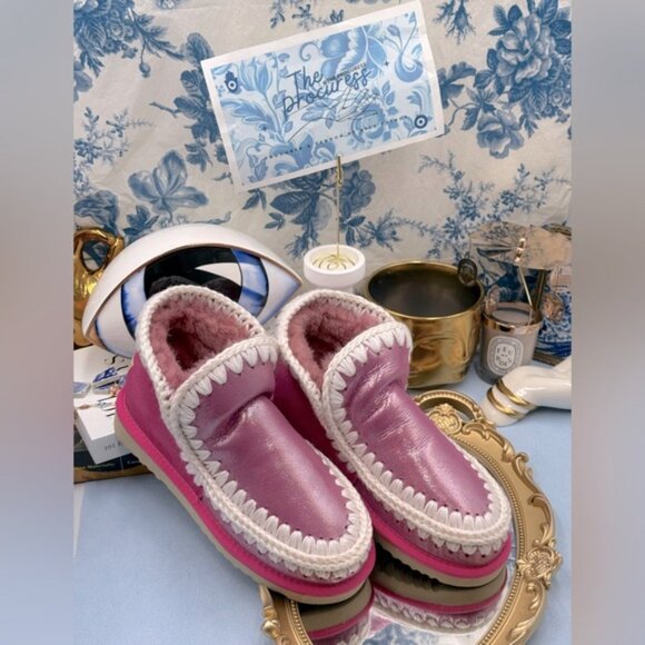 🆕 MOU 🧿 NWOT WOB Metallic & Glitter Pink Eskimo Ankle Boot, Sz EU 37 - Picture 2 of 13